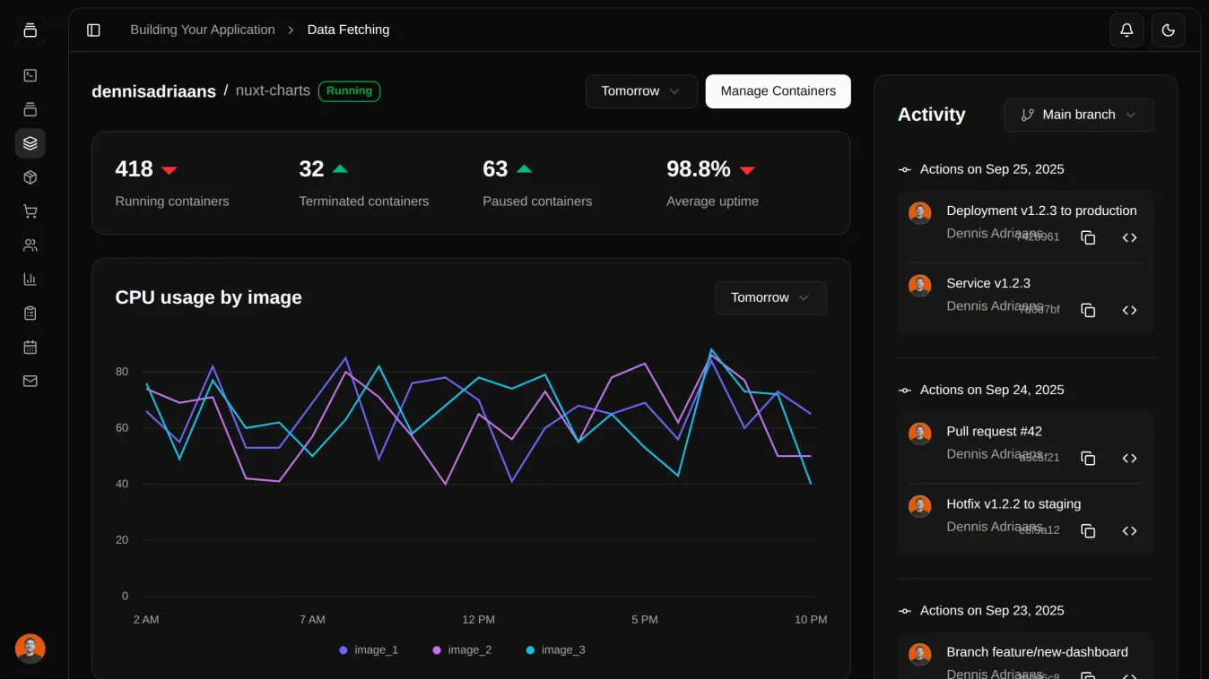 Charts Dashboard shadcn/vue