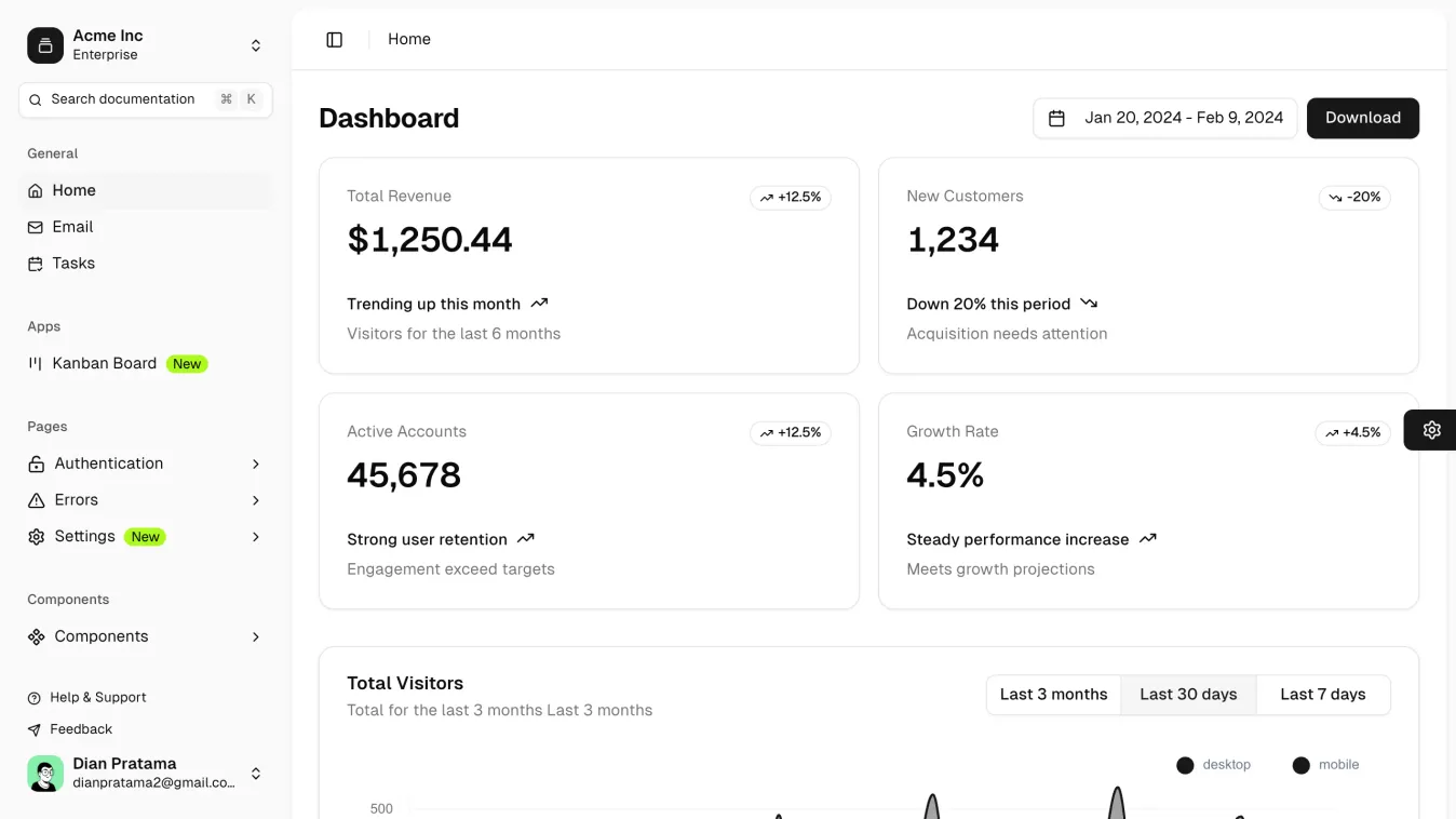 Nuxt Shadcn Dashboard