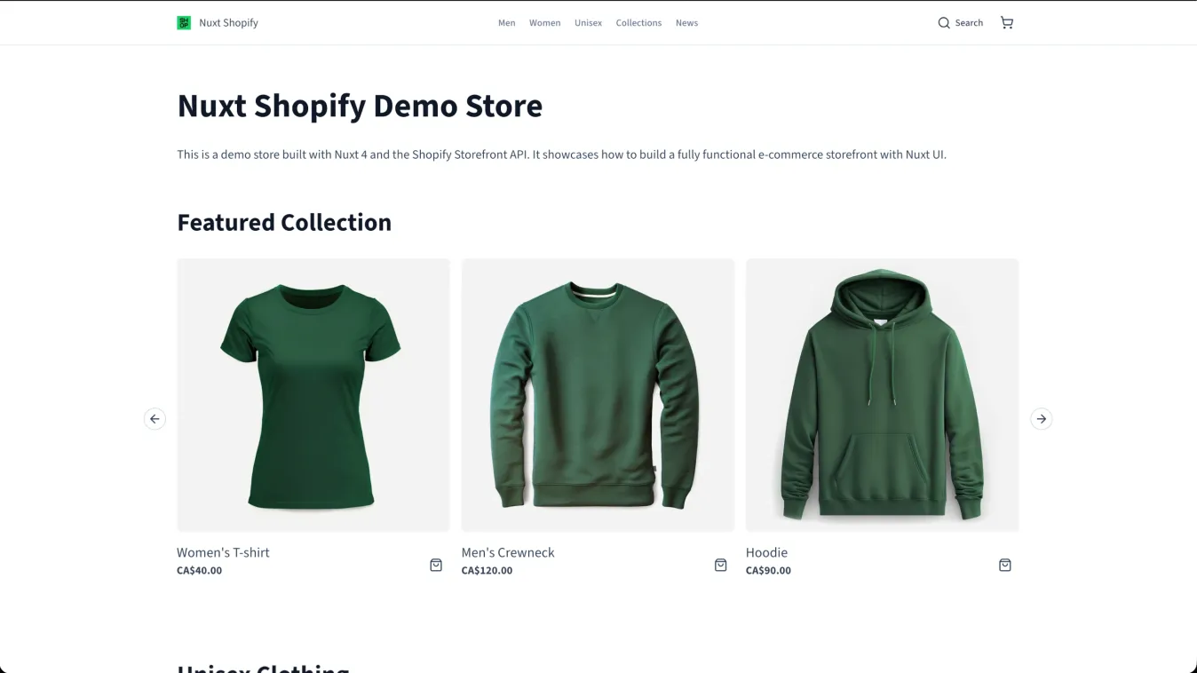 Nuxt Shopify Template